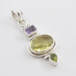 Top design three stone best selling lemon quartz pendant jewelry 